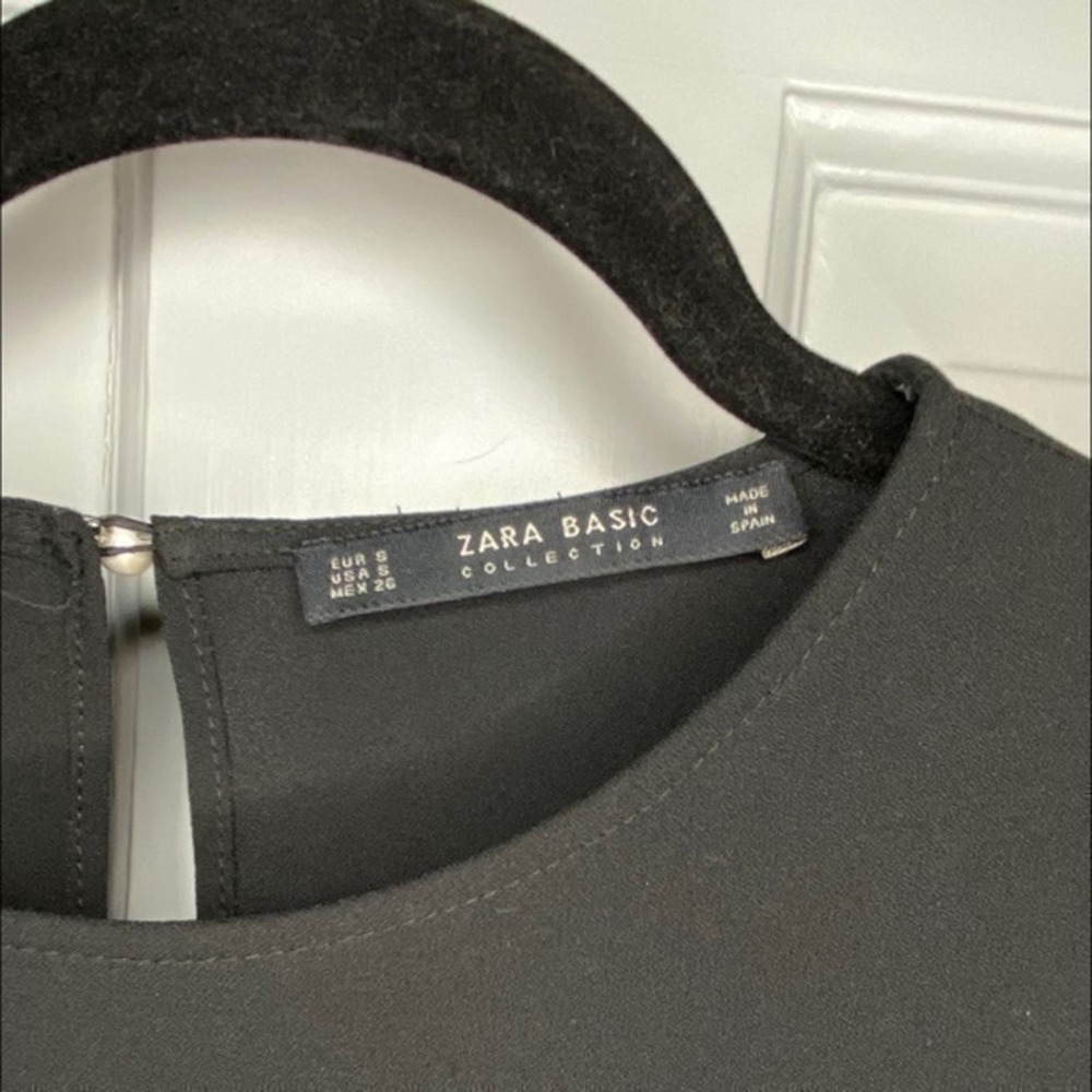 Zara Basics Black Dress with Flutter Sleeves Size Small - Picture 2 of 7